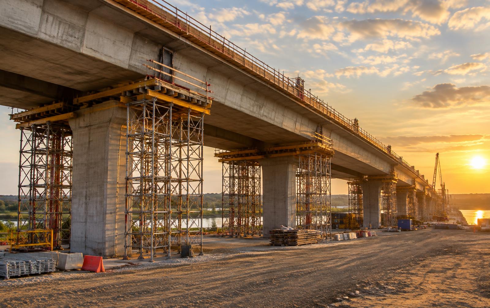 Estruturas temporárias em viaduto